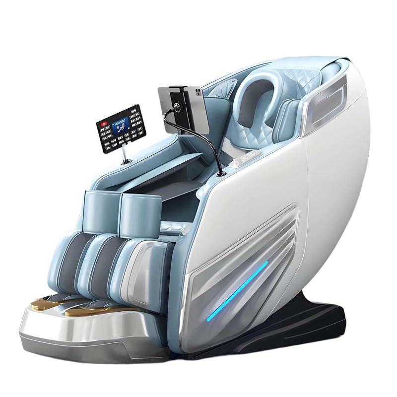  AUX-L998S White & Gold Massage Chair – Full Body Recliner with Smart Controls and LED Strip