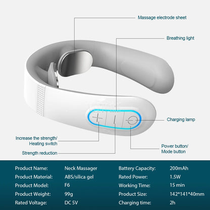TENS Pulse Back Neck Massage Wireless Smart Sholder Cervical Massager Heating Relief  Pain Muscle Punch Beating Health
