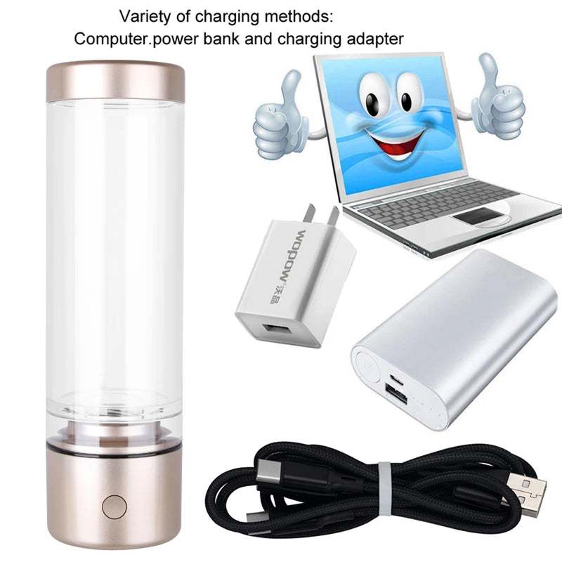 IHOOOH 5000PPB Nano Rich Hydrogen Water Generator Bottle Alkaline Anti Aging Ionizer H2 water cup Hydrogen oxygen separation