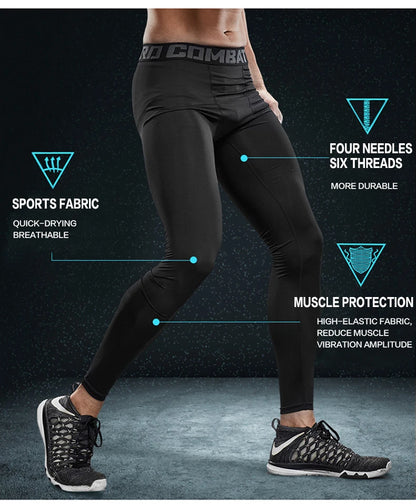 Men's Compression Pants Cycling Running Basketball Soccer Elasticity Sweatpants Fitness Tights Legging Trousers Rash Guard Gym