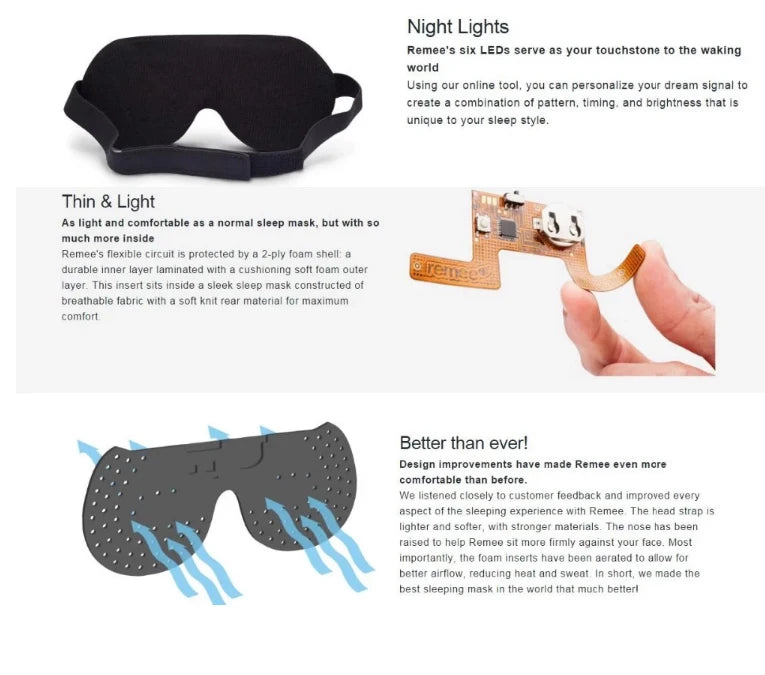 Remee Sleep Mask Eye Mask Control Dreams Lucid Dreams Relaxing Sleep Mask Travel Shading Eye Mask