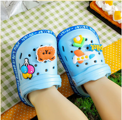 Summer Kids ShoesSandals Hole Children's Shoes Slippers Soft Anti-Skid Cartoon Design Hole Baby Shoes Sandy Beach For Boys Girls