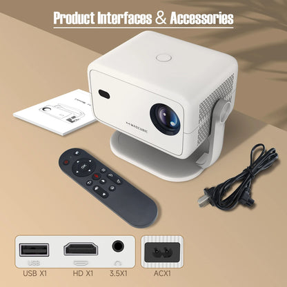 Magcubic 650ANSI L018 4K Native Portable Projector 1080P Auto Focus Keystone Correction Android 11 BT5.2 WIFI6 360° Home Cinema