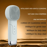6 in 1 Sonic Facial Cleansing Brush with Thermal Function, Waterproof Skin Cooling Massager, Silicone Facial Cleansing Device
