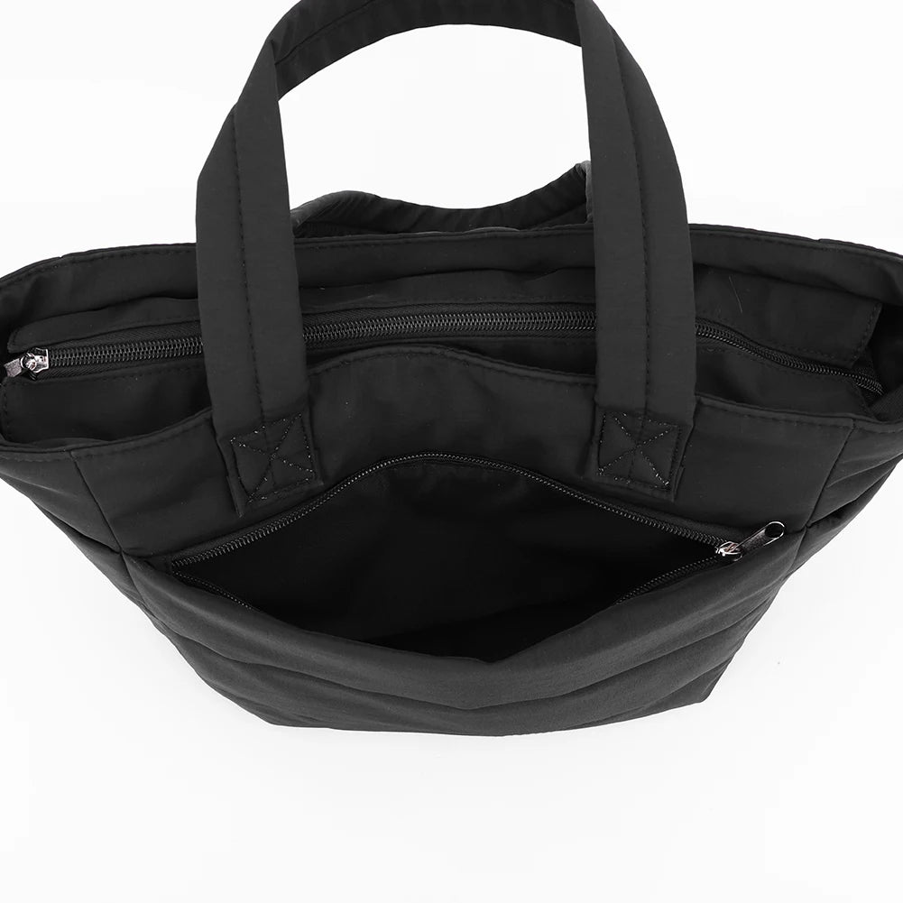 Puffer Tote Bag for Women Lightweight Down Cotton Padded Crossbody Bag Large Capacity Handbag Puffy Purse for Shopping Travel ﻿