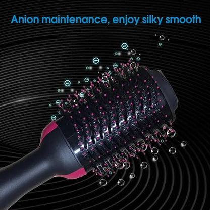2025 New 3-in-1 Hot Air Comb Fluffy Comb Without Damaging Hair Dry And Wet Roll Straight Dual-Use Negative Ion Styling Comb
