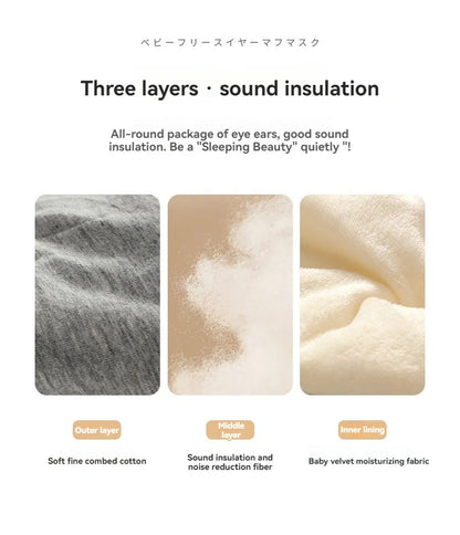 2 in 1 Noise-reducing Sleep Earplugs Adjustable Eye Mask InsulatedEarplugs Travel Nap Lunch Break Sound Insulation Earmuffs