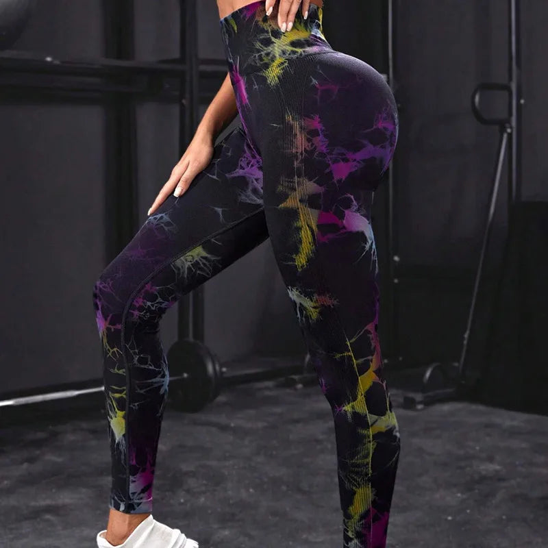 26 Colors Tie-dye High Elastic Yoga Leggings 2025 Women High Waist Fitness Outfits for Women Sports Gym Athletic Jogging Workout