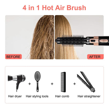 High Quality 4 in 1 Multi-Functional Beauty Equipment Hot Air bushr One Step Rotating Curling Blow Hair Brush Dryer