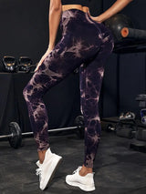 Hip Lifting Seamless Fitness Gym Leggings Tie-Dye Yoga Pants Women's Exercise Tights Tummy Control High Waist Workout Pants