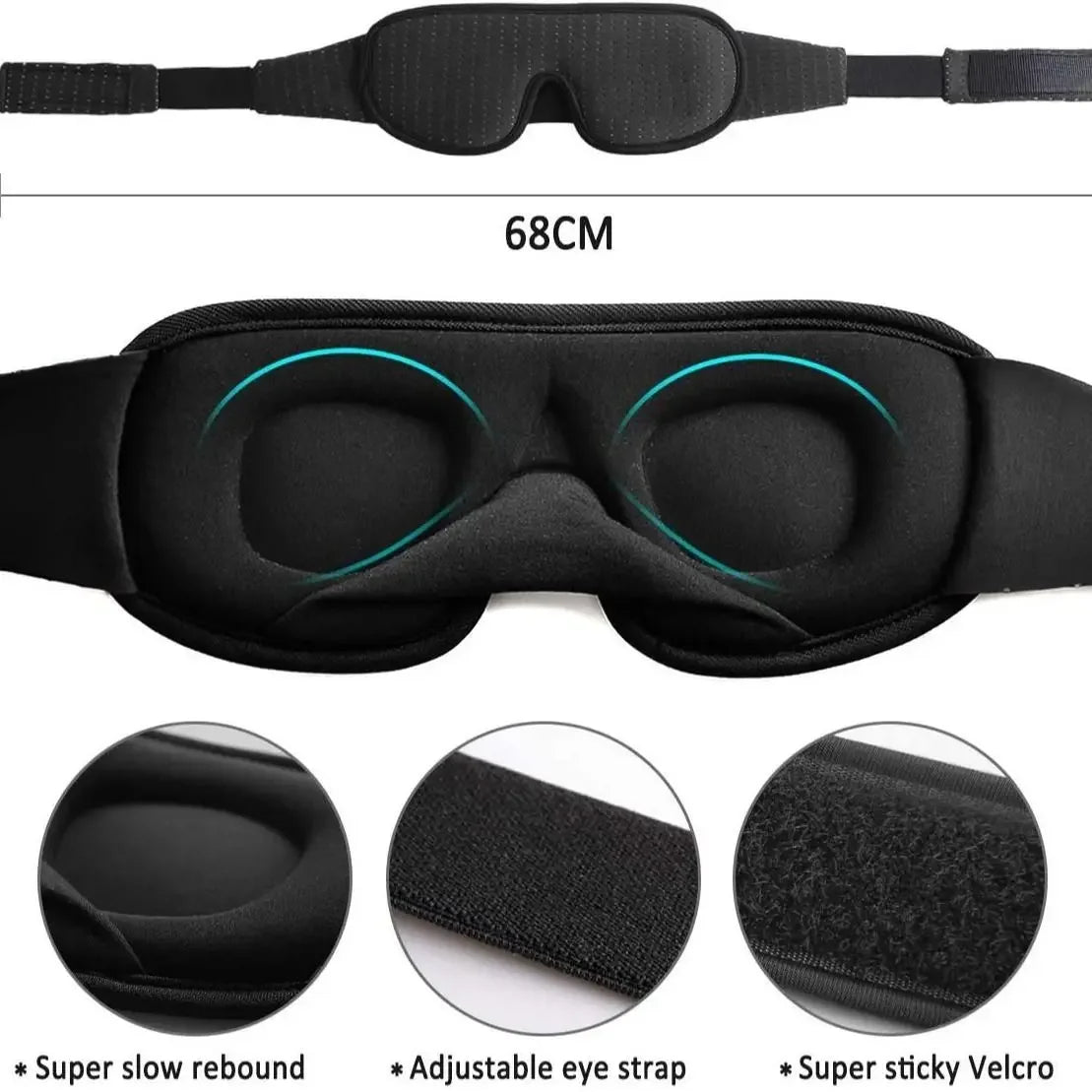 3D Sleeping Mask Block Out Light Sleep Mask For Eyes Soft Sleeping Aid Eye Mask for Travel Eyeshade Night Breathable Slaapmasker