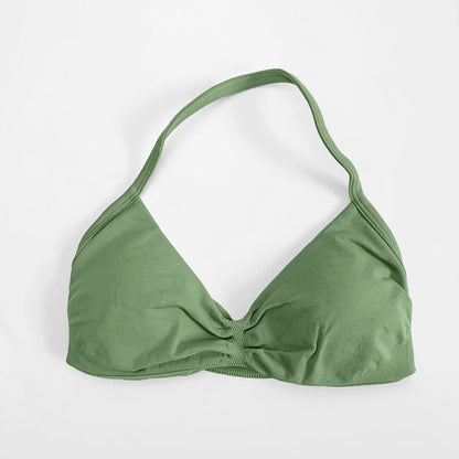 NCLAGEN Impact Strappy Bra Gym Top Women High Support Impact Thin Strap Halter Sports Seamless Bras Scrunch Workout Yoga Tank