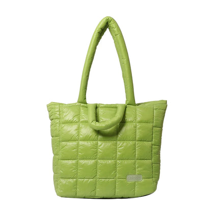 Puffer Tote Bag for Women Lightweight Down Cotton Padded Crossbody Bag Large Capacity Handbag Puffy Purse for Shopping Travel ﻿