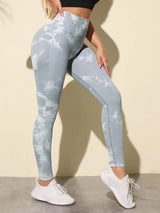 Hip Lifting Seamless Fitness Gym Leggings Tie-Dye Yoga Pants Women's Exercise Tights Tummy Control High Waist Workout Pants
