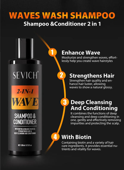 Deep Wave Control Pomade Shampoo Kit Biotin Prevent Hair Loss Edge Control Gel Sport Strong Hold Wave Hair Gel For African Men