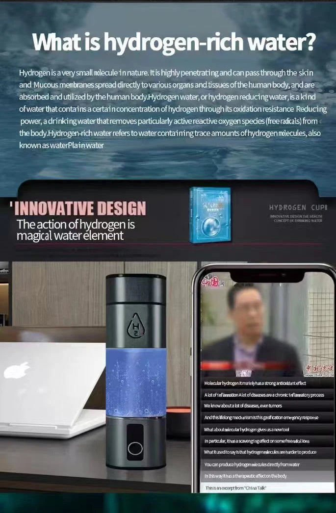 New hydrogen rich water cup high concentration water element cup electrolyte 6000PPB+ Portable negative ion cup making