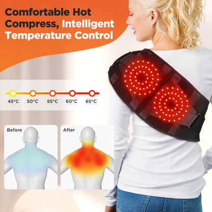 Rechargeable Heated Waist Massager 100 LEDs Red Light Decompression Lumbar Support Belt Blood Circulation Disc Herniation Relief