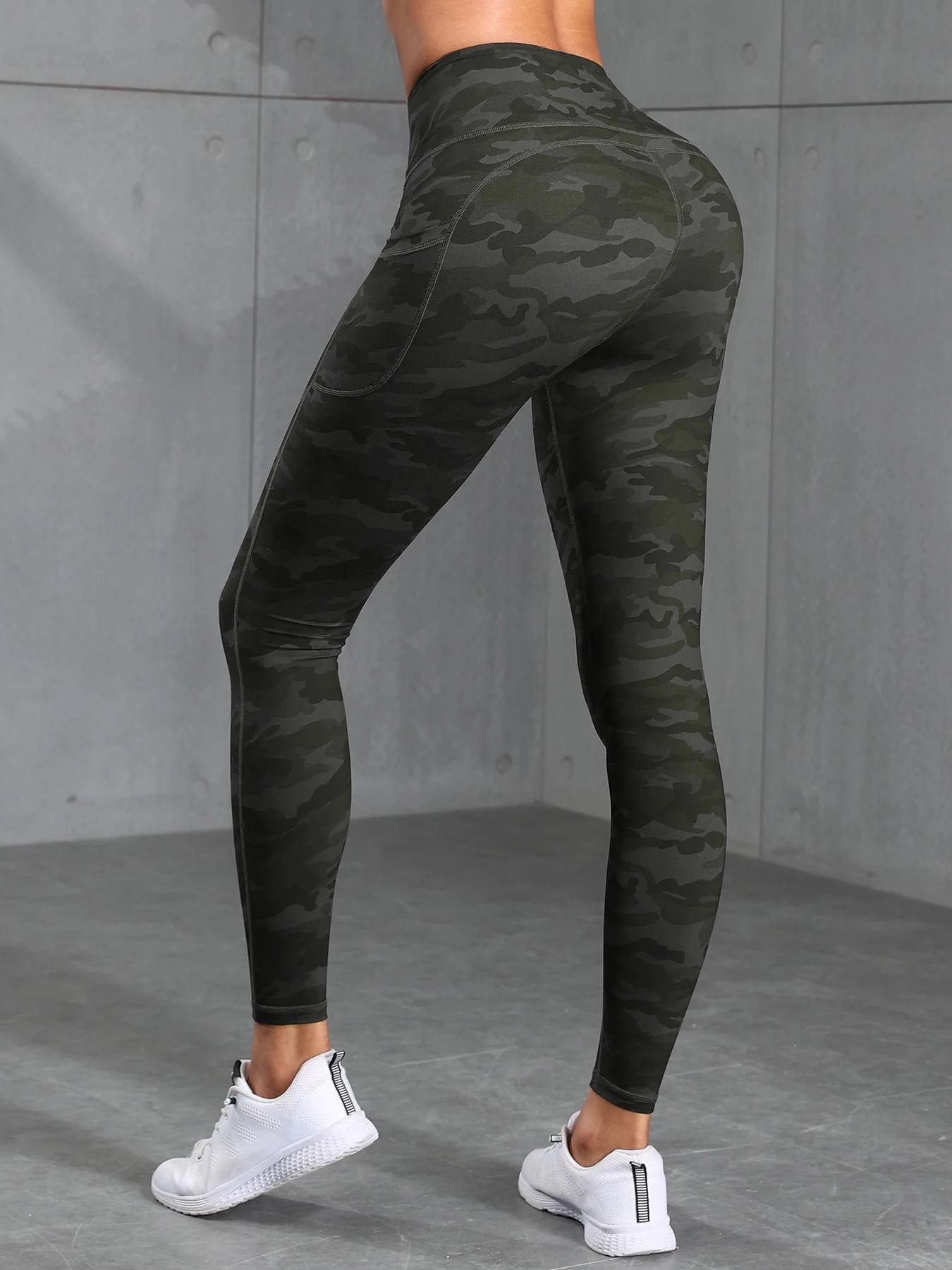 Women Camouflage Print High Waisted Sports Pocket Suitable For Running, Fitness, Yoga, Outdoor Adventure, Squat-Proof Leggings