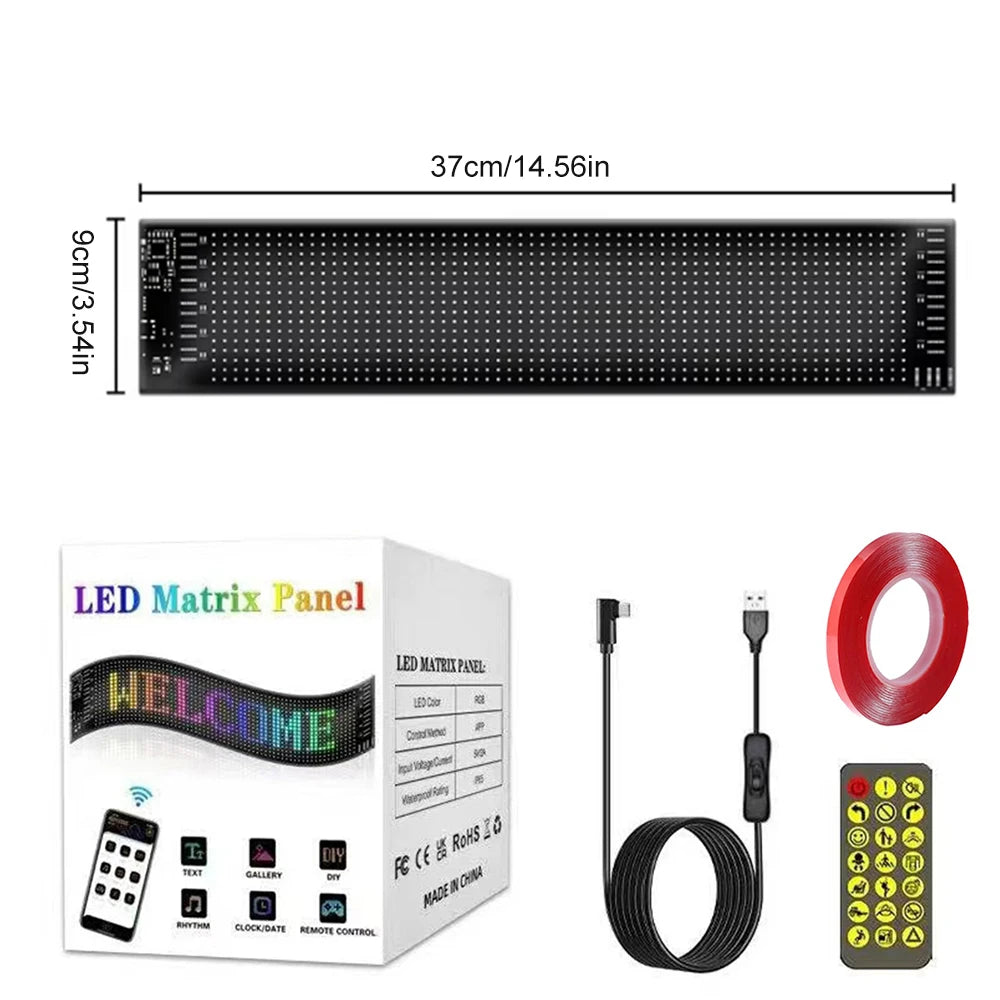 Car Devil's Eye LED Matrix Pixel Panel APP Remote Control Scrolling Message Board DIY Programmable Flexible LED Display