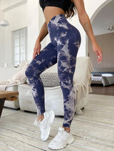 Hip Lifting Seamless Fitness Gym Leggings Tie-Dye Yoga Pants Women's Exercise Tights Tummy Control High Waist Workout Pants