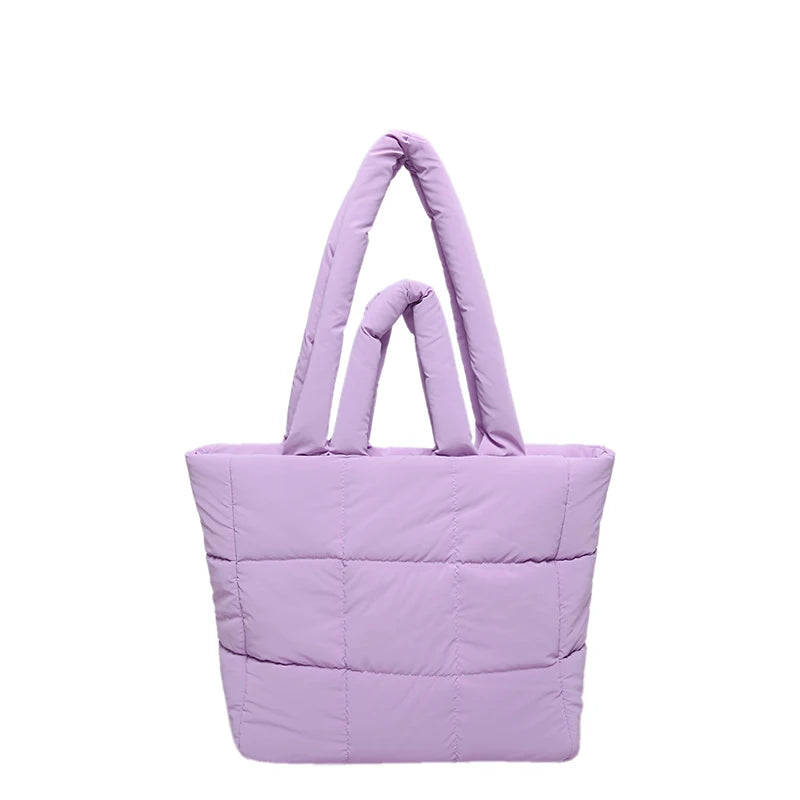 Puffer Tote Bag for Women Lightweight Down Cotton Padded Crossbody Bag Large Capacity Handbag Puffy Purse for Shopping Travel ﻿