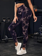 Hip Lifting Seamless Fitness Gym Leggings Tie-Dye Yoga Pants Women's Exercise Tights Tummy Control High Waist Workout Pants