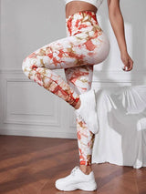 Hip Lifting Seamless Fitness Gym Leggings Tie-Dye Yoga Pants Women's Exercise Tights Tummy Control High Waist Workout Pants