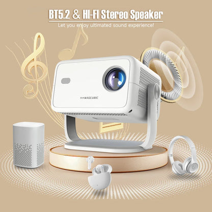Magcubic 650ANSI L018 4K Native Portable Projector 1080P Auto Focus Keystone Correction Android 11 BT5.2 WIFI6 360° Home Cinema