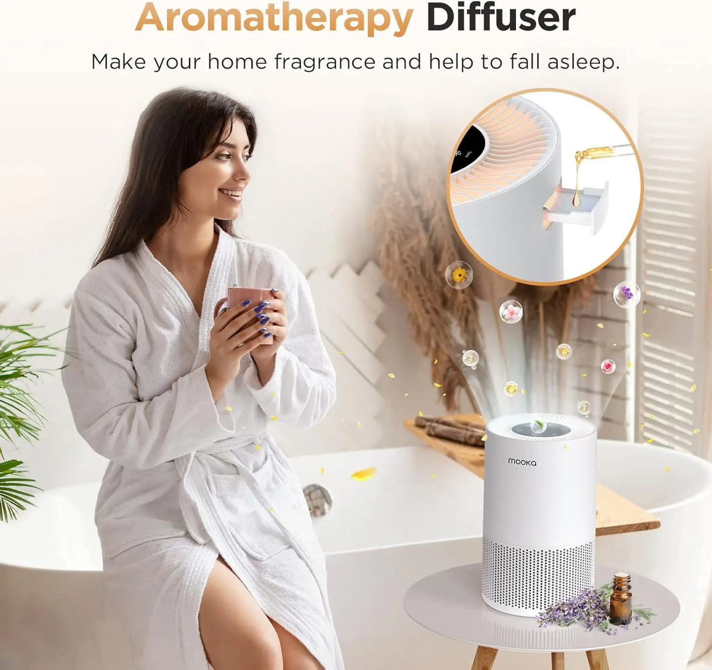 Purifiers for Home Large Rooms up to 1200ft², H13 True HEPA Purifier for Bedroom Pets with Fragrance Sponge, Timer