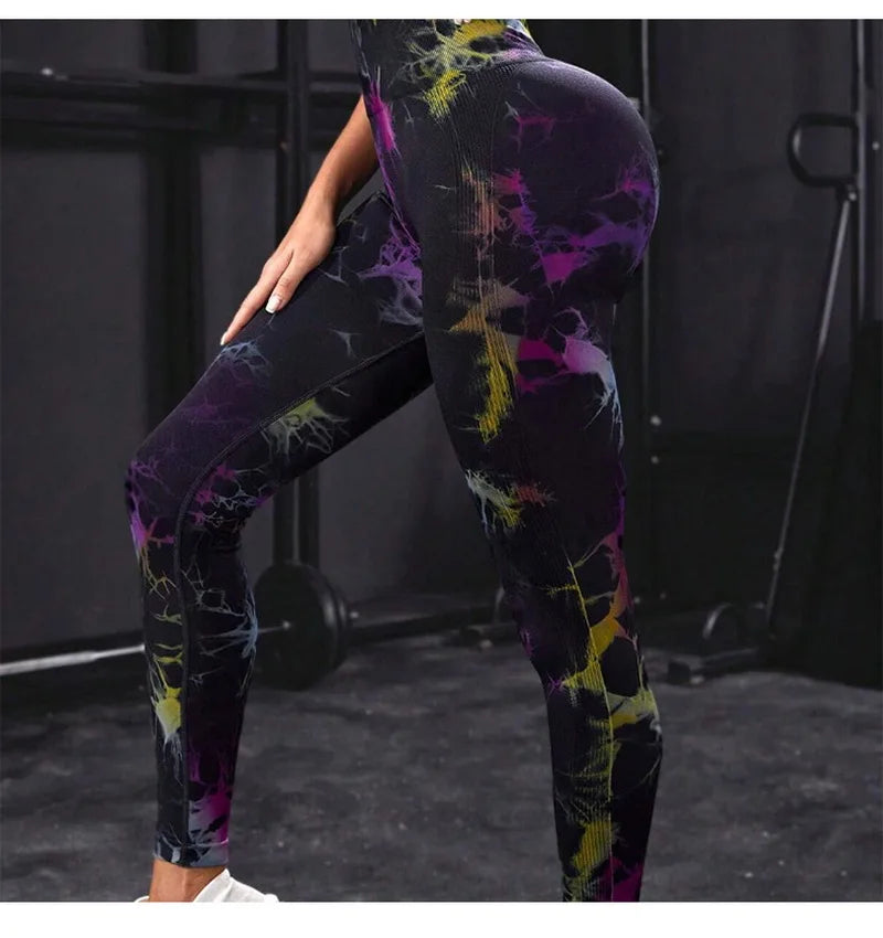 26 Colors Tie-dye High Elastic Yoga Leggings 2025 Women High Waist Fitness Outfits for Women Sports Gym Athletic Jogging Workout
