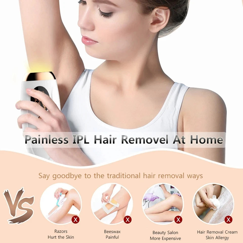 Portable IPL Laser Epilator 999999 Flashes - Painless, Permanent Hair Removal for Women’s Body and Bikini Line