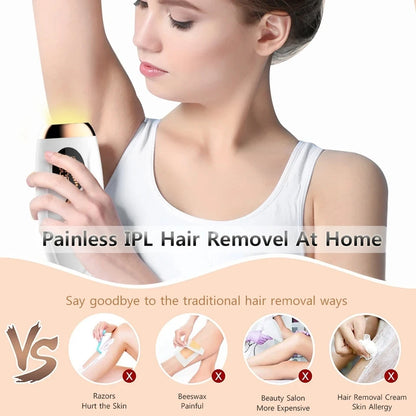 Portable IPL Laser Epilator 999999 Flashes - Painless, Permanent Hair Removal for Women’s Body and Bikini Line