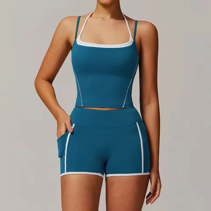 Gym Leggings 2 Pieces Yoga Set Sportswear Women Gym Clothes Yoga Suits For Women Fitness Vest Crop Top Tracksuits Sports Bra