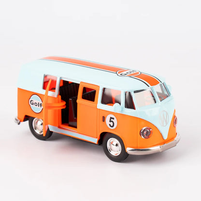 1:36  Bus Transporter Van Gulf Blue Alloy Diecast Model for Volkswagen T1 Samba Toy