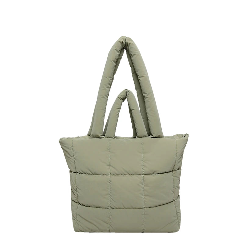 Puffer Tote Bag for Women Lightweight Down Cotton Padded Crossbody Bag Large Capacity Handbag Puffy Purse for Shopping Travel ﻿