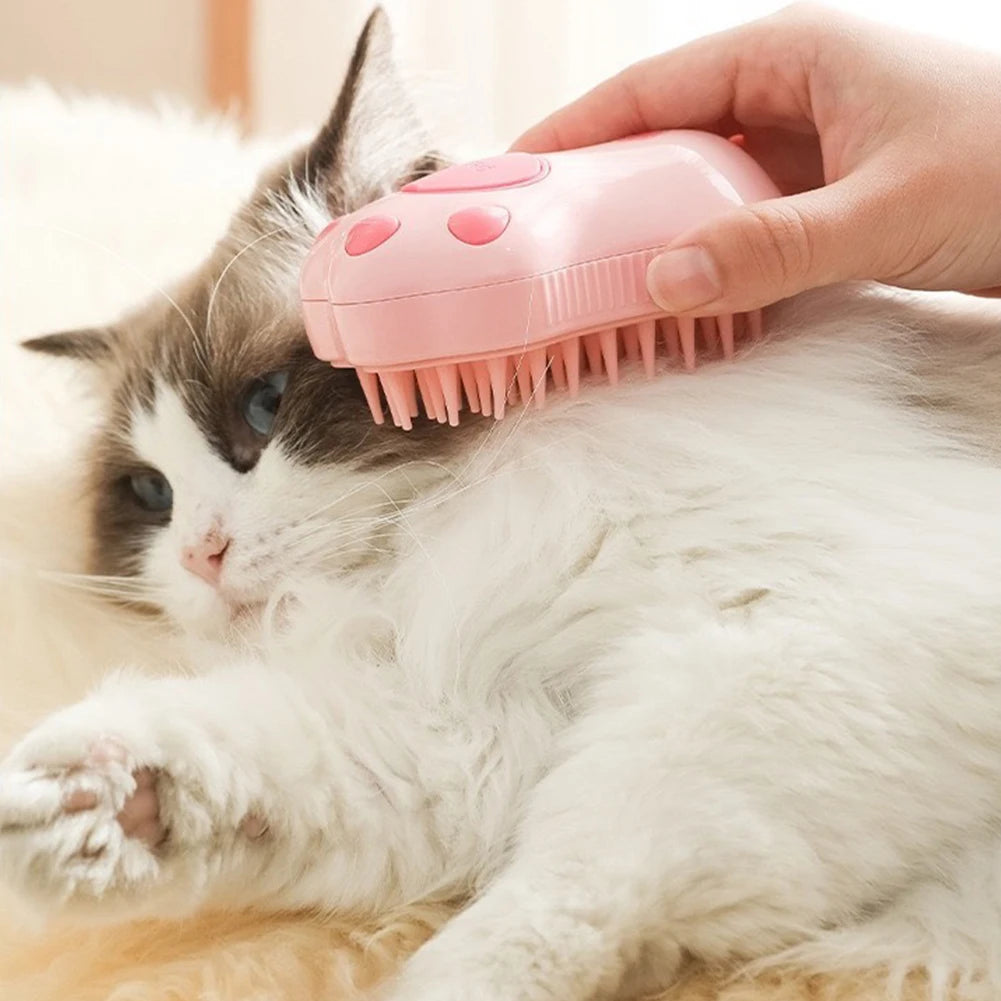 Cat Steam Brush Dog Massage Comb with Electric Water Spray Soft Silicone Pet Grooming Brush for Removing Tangled and Loose Hair