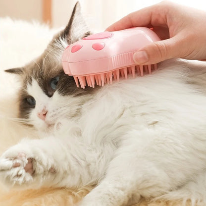 Cat Steam Brush Dog Massage Comb with Electric Water Spray Soft Silicone Pet Grooming Brush for Removing Tangled and Loose Hair