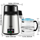 SucceBuy 4L Water Distiller Purifier Filter 1 L/H Distilling Speed Dispenser Drinking Bottle Softener Touch Screen Home Use