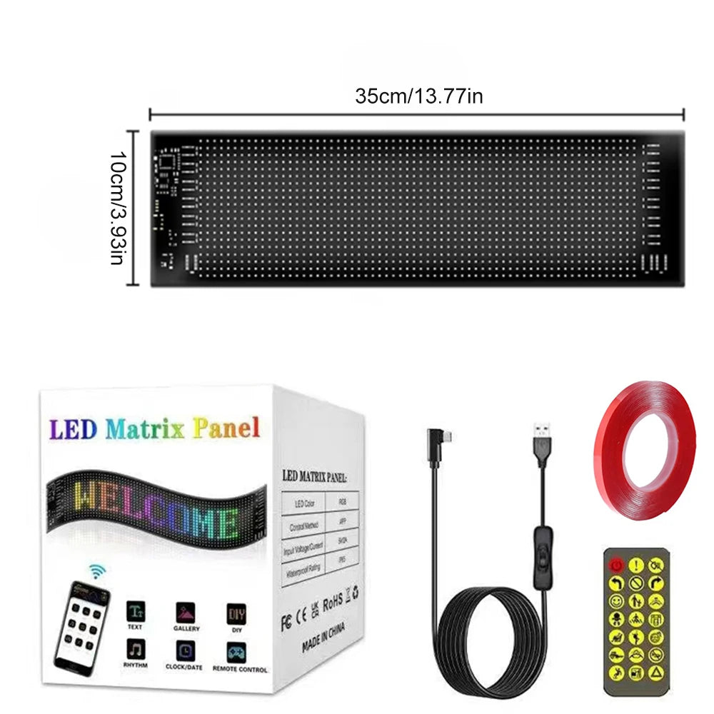 Car Devil's Eye LED Matrix Pixel Panel APP Remote Control Scrolling Message Board DIY Programmable Flexible LED Display