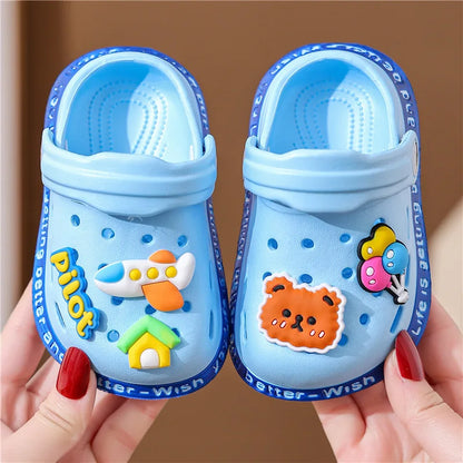 Summer Kids ShoesSandals Hole Children's Shoes Slippers Soft Anti-Skid Cartoon Design Hole Baby Shoes Sandy Beach For Boys Girls
