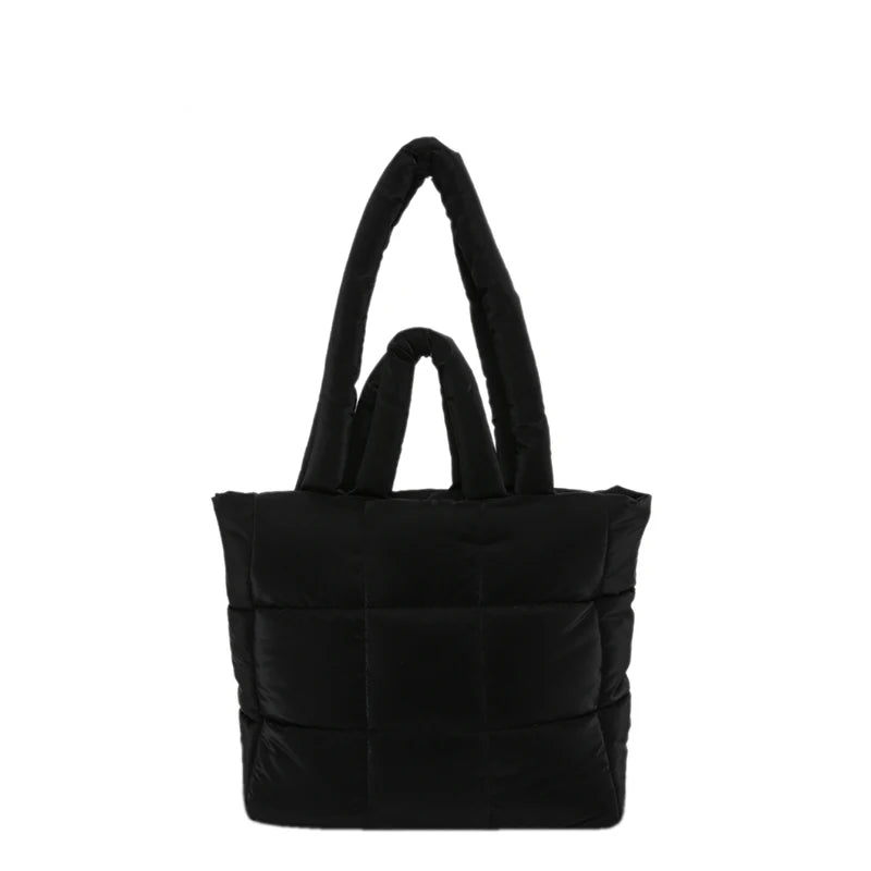 Puffer Tote Bag for Women Lightweight Down Cotton Padded Crossbody Bag Large Capacity Handbag Puffy Purse for Shopping Travel ﻿