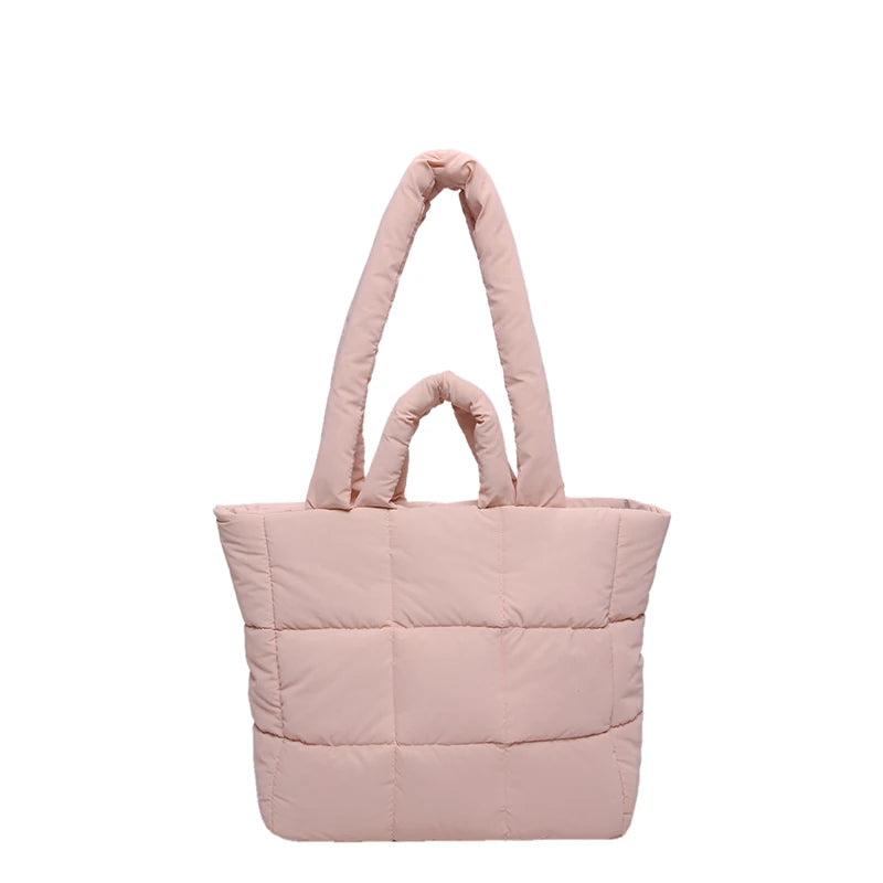 Puffer Tote Bag for Women Lightweight Down Cotton Padded Crossbody Bag Large Capacity Handbag Puffy Purse for Shopping Travel ﻿