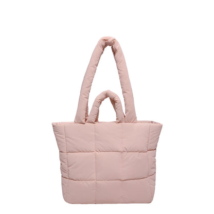 Puffer Tote Bag for Women Lightweight Down Cotton Padded Crossbody Bag Large Capacity Handbag Puffy Purse for Shopping Travel ﻿