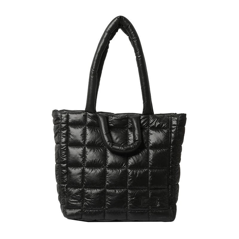 Puffer Tote Bag for Women Lightweight Down Cotton Padded Crossbody Bag Large Capacity Handbag Puffy Purse for Shopping Travel ﻿