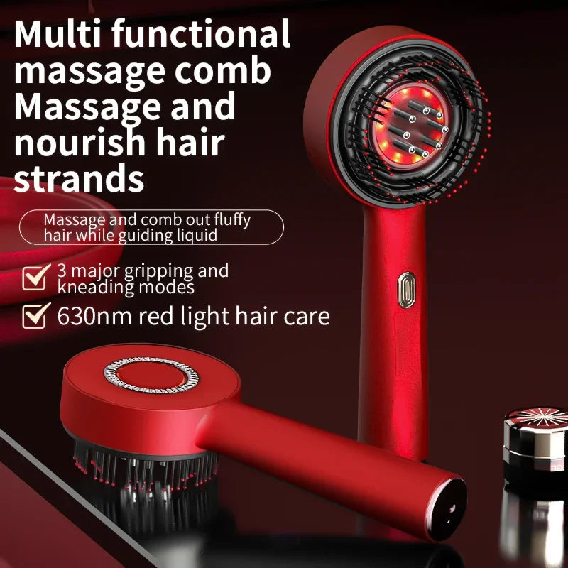 Red Light Vibration Head Massage Comb Electric Massage Comb Oil Applicator Nourishing Scalp Brush Hair Growth Anti Hair Loss