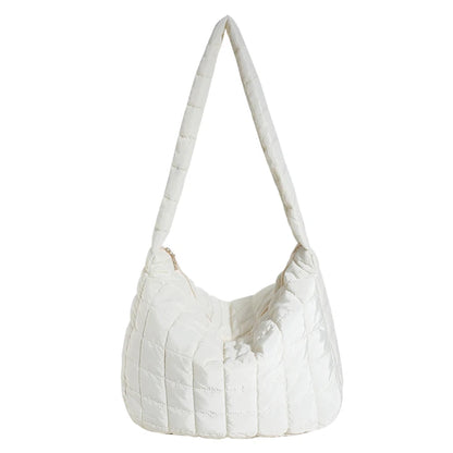 Puffer Tote Bag for Women Lightweight Down Cotton Padded Crossbody Bag Large Capacity Handbag Puffy Purse for Shopping Travel ﻿