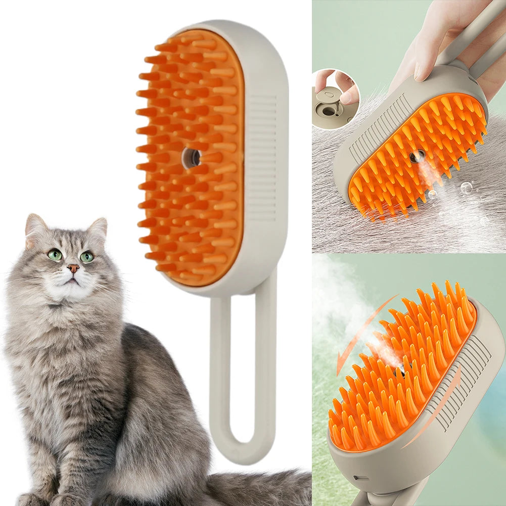 Cat Steam Brush Dog Massage Comb with Electric Water Spray Soft Silicone Pet Grooming Brush for Removing Tangled and Loose Hair
