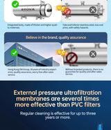 BORVA Whole House High Flow UF Water Purifier 0.01μm Stainless Steel Mineral Filter with Washable Reusable PVDF Membrane 1000L