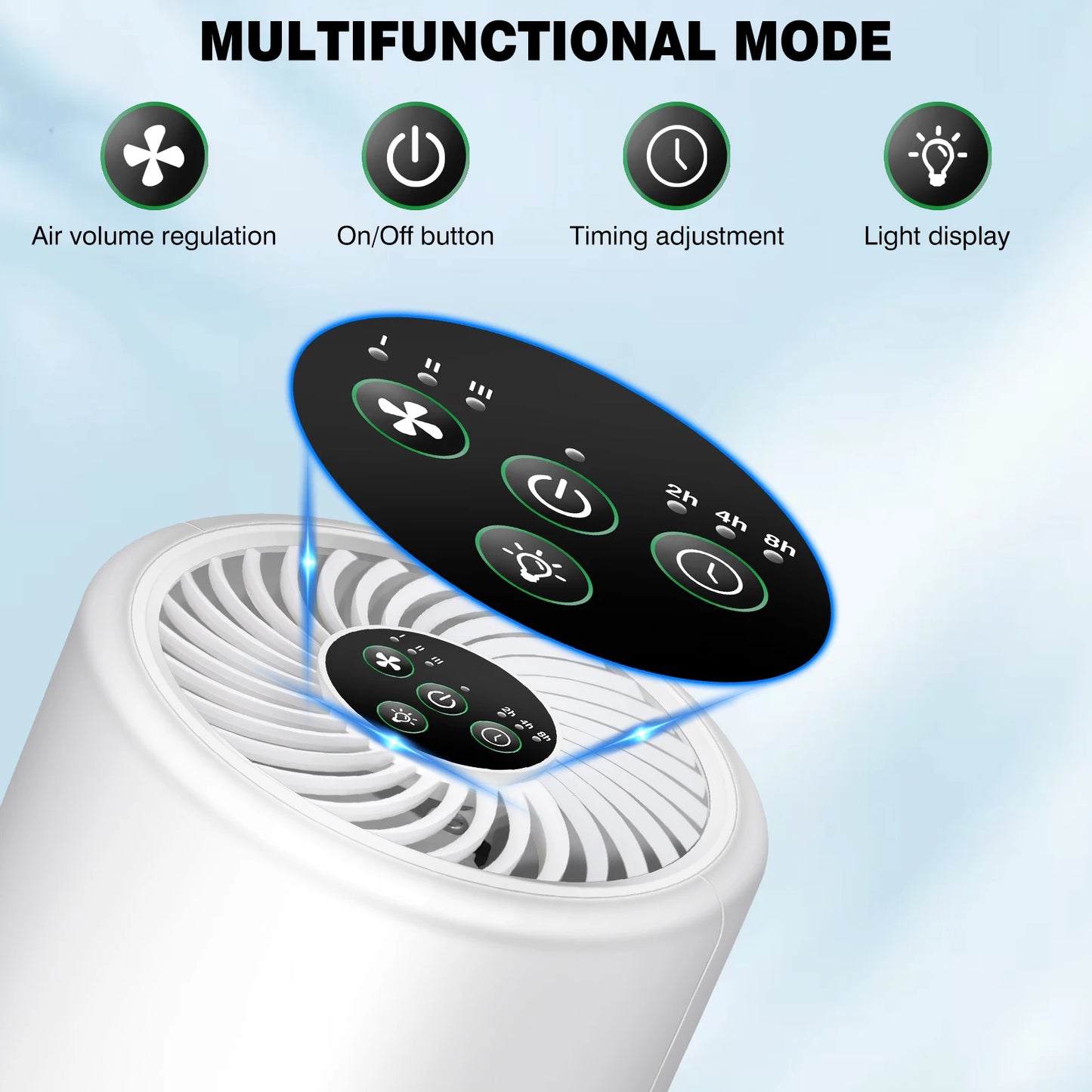 Air Purifier for Home Bedroom with H13 True HEPA Filter Air Cleaner Purification HEPA Air Purifier Smoke Odor For Pet Home