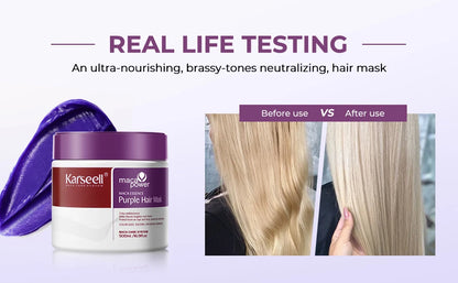 Karseell Purple Hair Mask 16.90 fl.oz 500ml Professional Neutralizes Brass Yellow Tones For Blonde Silver Gray Highlighted Hair